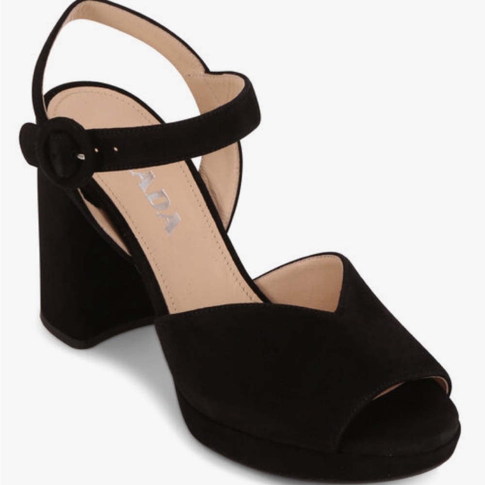Prada Black Suede V Platform Sandal 95mm